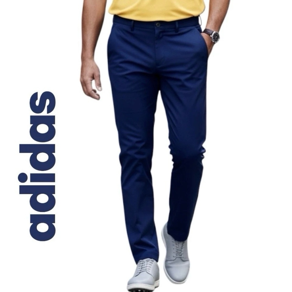 Adidas Pants Golf Sport Logo/ Waist Navy Flat front Men’s Sz 34x34